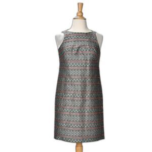 Adrianna Papell Textured Geometric Pattern Sheath Dress w/ Beading Size 6